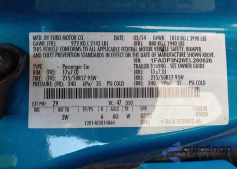 2014 Ford Focus Titanium из США, поврежденный, VIN 1FADP3N28EL280626